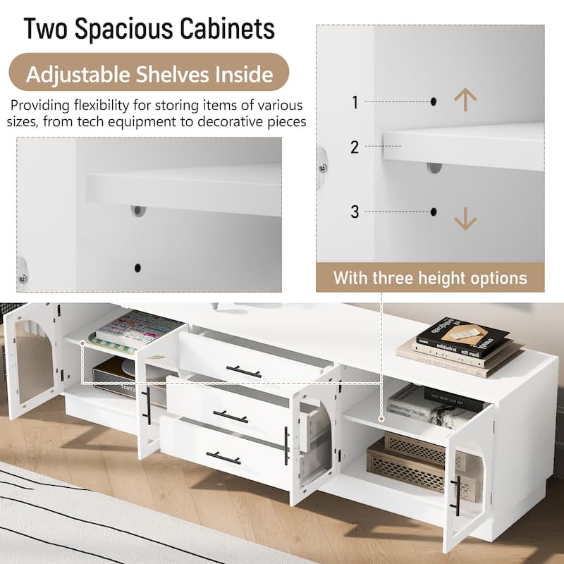68.9" Floor TV Console Table with 3 Drawers, Entertainment Center Media Cabinet with Adjustable Shelves for TVs up to 75''