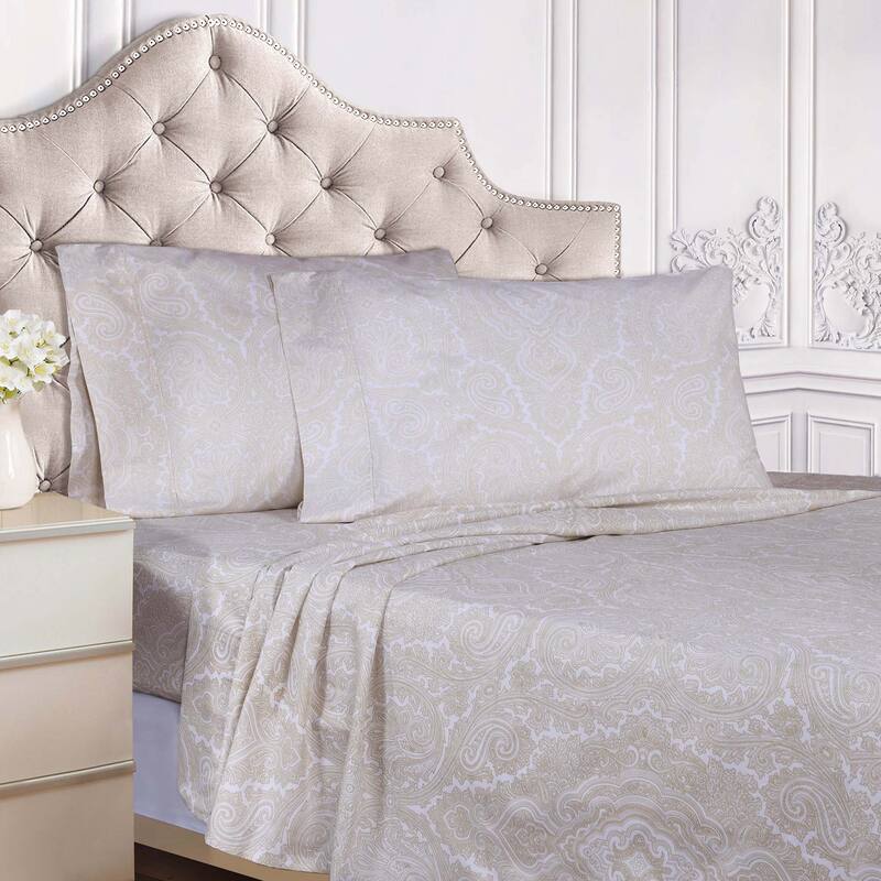 Superior Italian Paisley Cotton Blend 600 Thread Count Bed Sheet Set - California King - White