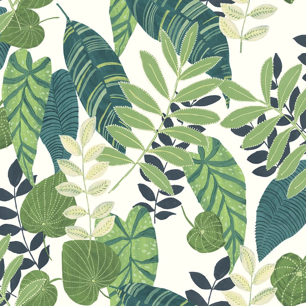 Seabrook Designs Boho Rhapsody Tropicana Leaves Unpasted Wallpaper
