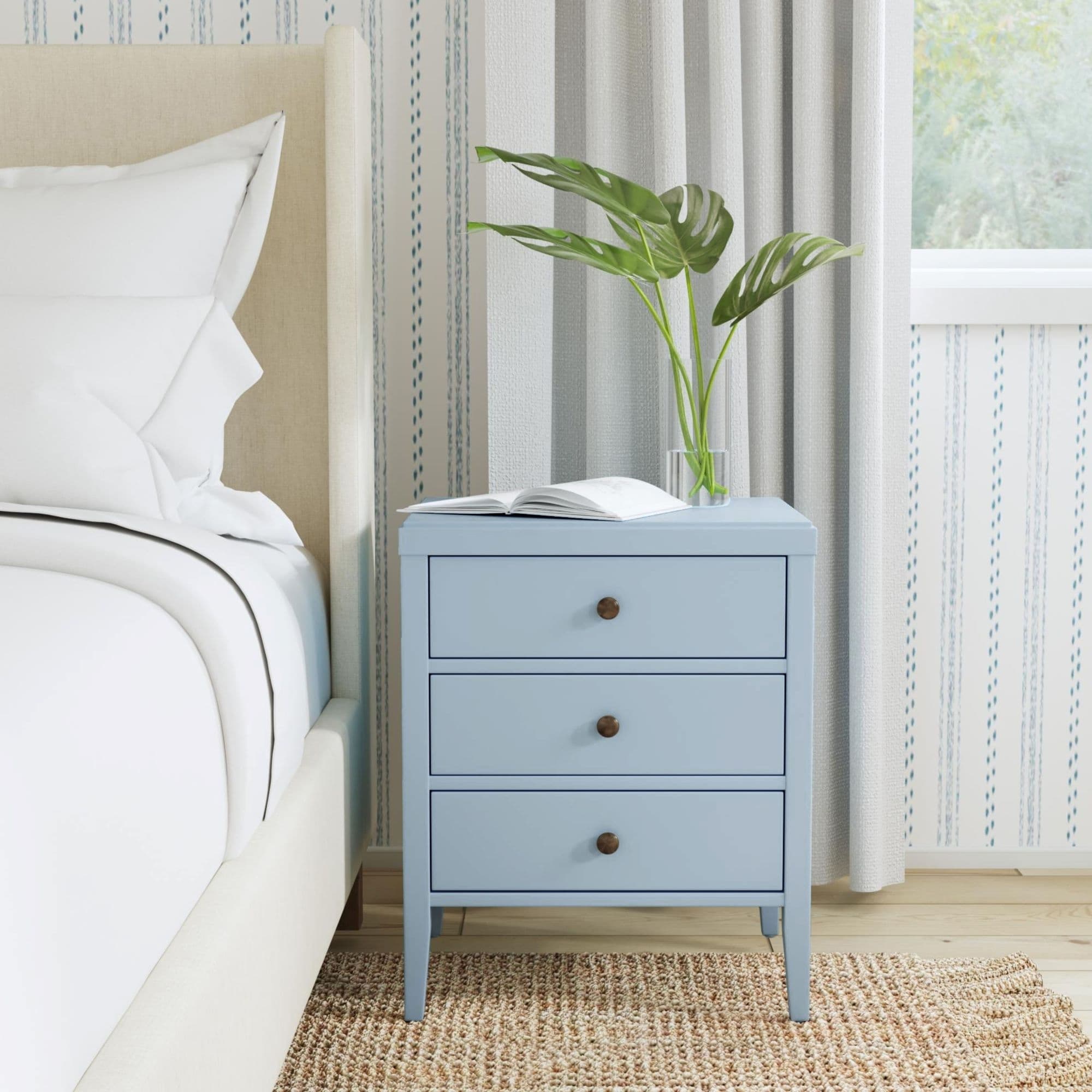 Painted Wood 3-drawer Nightstand Storage Table by East at Main