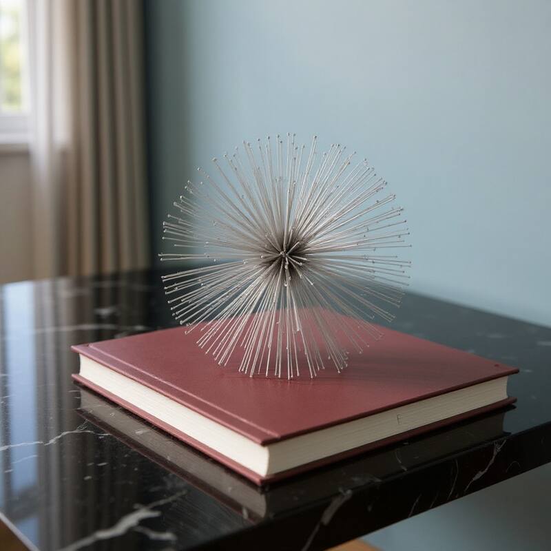 HomeRoots 6" Silver Iron Decorative Urchin Spiky Sphere Tabletop Sculpture - 6' X '6' X '6