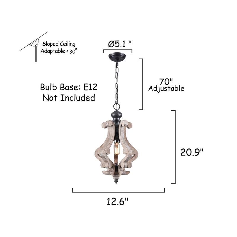 Oaks Aura Rustic Wood Pendant Light Kitchen Island Light, Farmhouse Hallway Chandelier, Dining Pendant Light