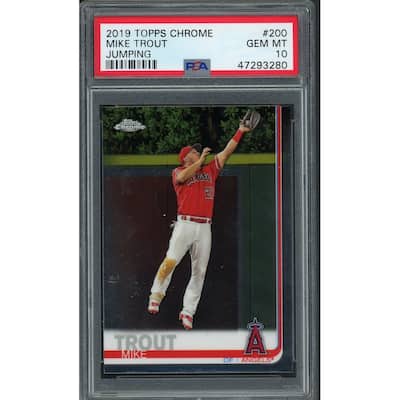 Mike Trout 2019 Topps Chrome Jumping Baseball Card #200 Graded PSA 10 GEM MINT - 8'6" x 11'6"
