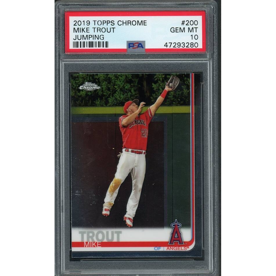 Mike Trout 2019 Topps Chrome Jumping Baseball Card #200 Graded PSA 10 GEM MINT - 8'6" x 11'6"