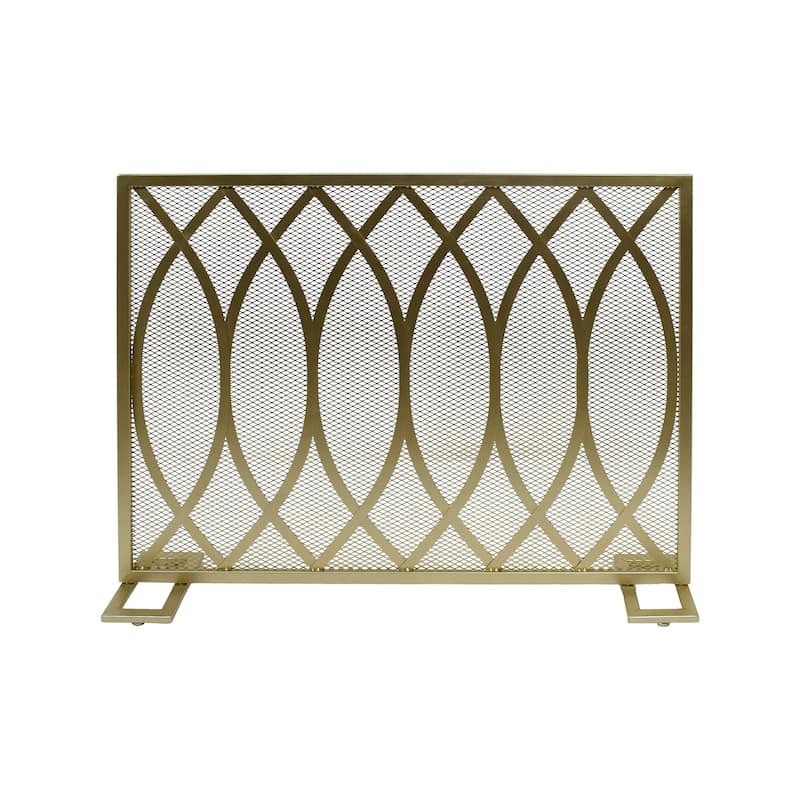 Contemporary Iron Fireplace Screen with Single Panel Design, 30.75\
