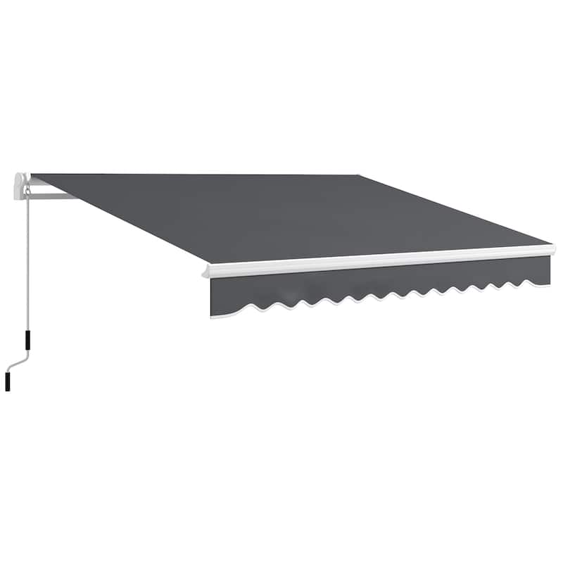 Outsunny 13' x 8' Retractable Awning, Patio Awnings, Sunshade Shelter w/ Manual Crank Handle, UV & Water-Resistant Fabric