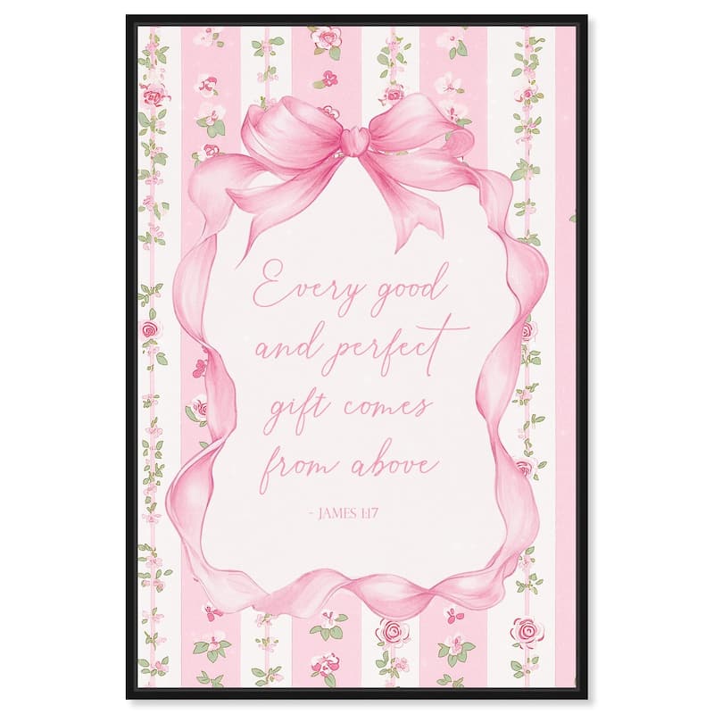 Good and Perfect Gift Bow Canvas by Art Remedy - Black - 24" x 36"