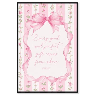 Good and Perfect Gift Bow Canvas by Art Remedy