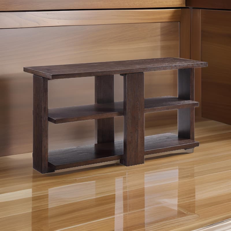 Wooden Sofa Table with 2 Open Display Shelves, Brown