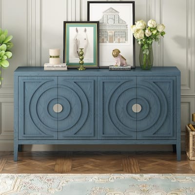 Retro Style Sideboard Cabinet with Adjustable Shelving and Metal Door Handle