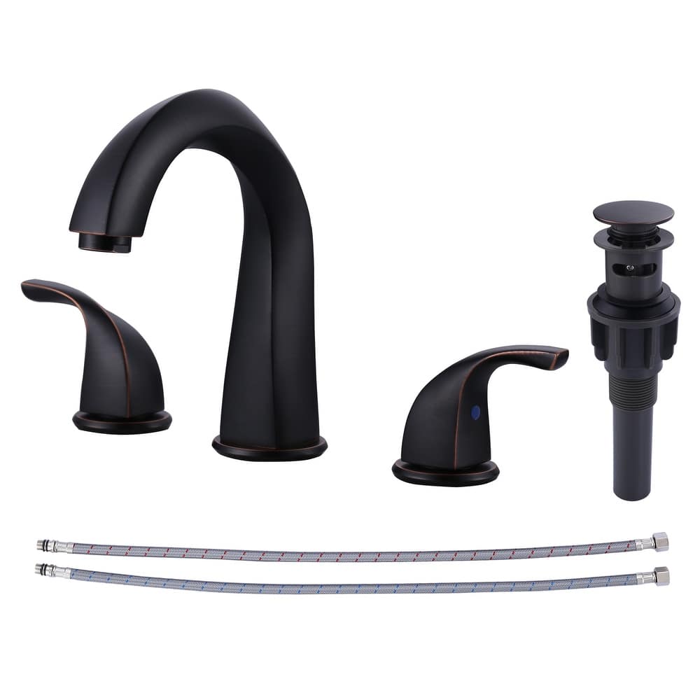 WOWOW Gooseneck 8 in. Widespread Double Handle Bathroom Faucet