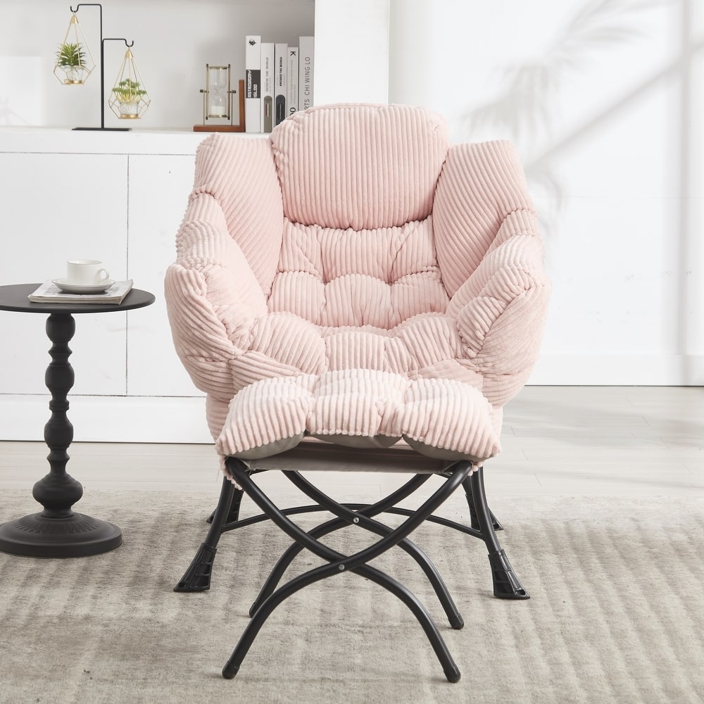 Modern Lounge Accent Chair with Armrests and a Side Pocket, Leisure Upholstered Sofa Chair Reading Chair with Footrest