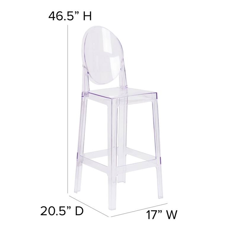 4 Pack Ghost Transparent Crystal Barstool with Oval Back