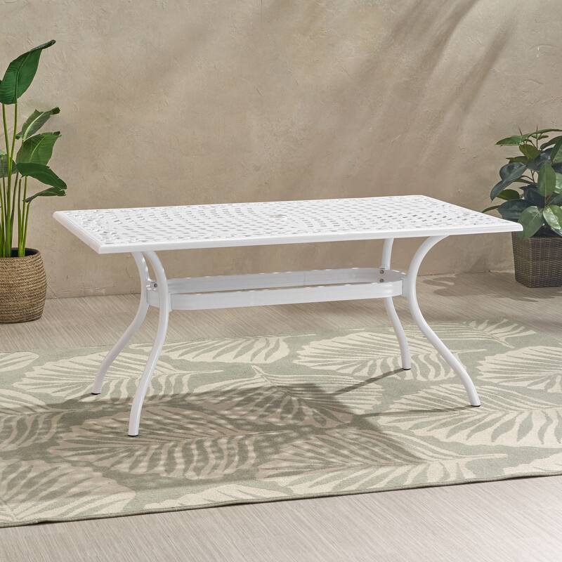 Phoenix Traditional Outdoor Aluminum Rectangular Dining Table by Christopher Knight Home - 67.00" W x 37.50" D x 30.25" H