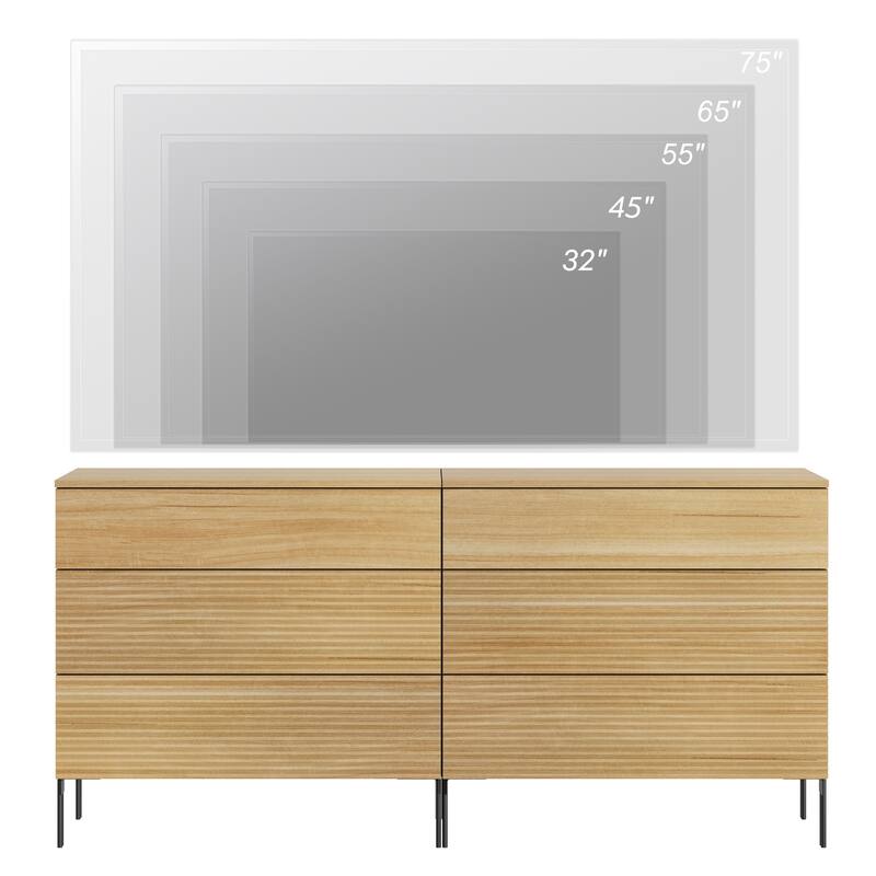 Modern Wood 3-Drawer Dresser With Reeded Design, Minimalist Dresser Organizer Storage