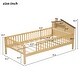 preview thumbnail 4 of 6, Kids Twin Bed with House-Shaped Headboard and Guardrail, Wood Platform Bed Frame with Built-in Storage and LED Light, Natural