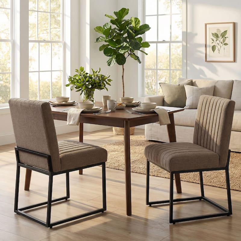 Mid Century Modern Dining Chair with Black Metal Legs