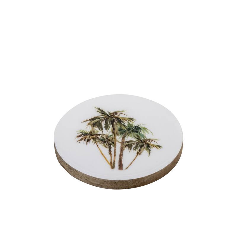 Mango Wood Coaster Set Of 4 With Print