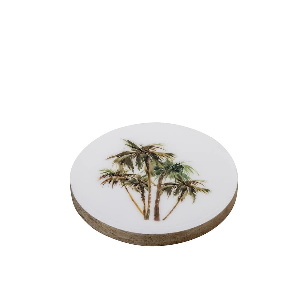 Mango Wood Coaster Set Of 4 With Print