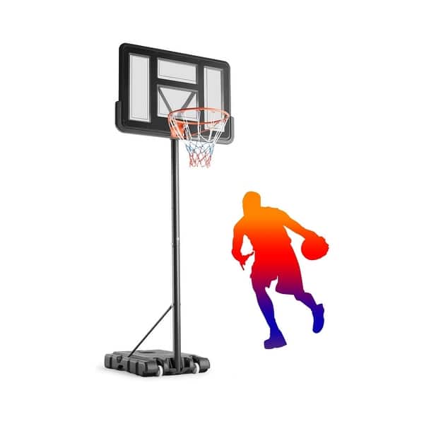 slide 2 of 7, Basketball Hoop Outdoor 4.2-10ft Adjustable Portable Basketball Goal Black