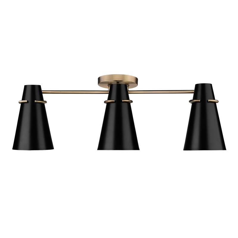 Reeva 3 Light Semi-Flush - Modern Brass with Matte Black