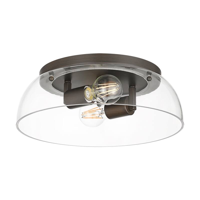 Golden Lighting 3602-14 CLR Duncan 2 Light 14" Wide Flush Mount