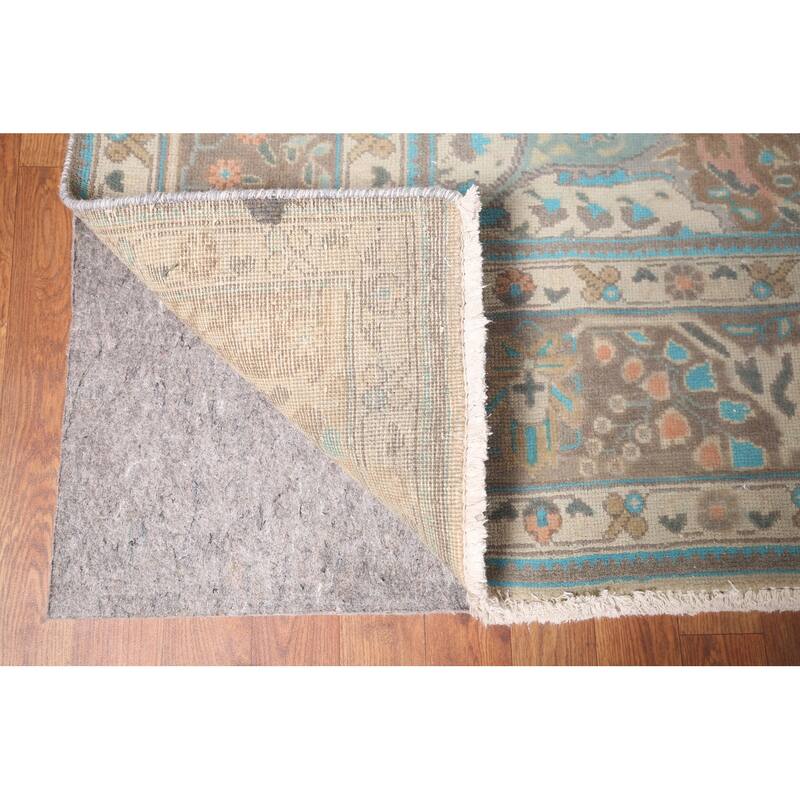 Tabriz Persian Vintage Rug Hand-Knotted Traditional Gray Wool Carpet - 9'5"x 12'4"