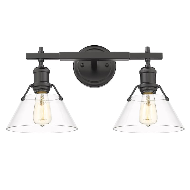 Orwell 2 Light Bath Vanity - Matte Black with Clear Glass