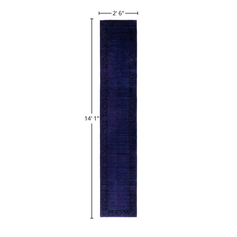 Overdyed One-of-a-Kind Hand-Knotted Area Rug - Purple - 2' 6" x 14' 1"
