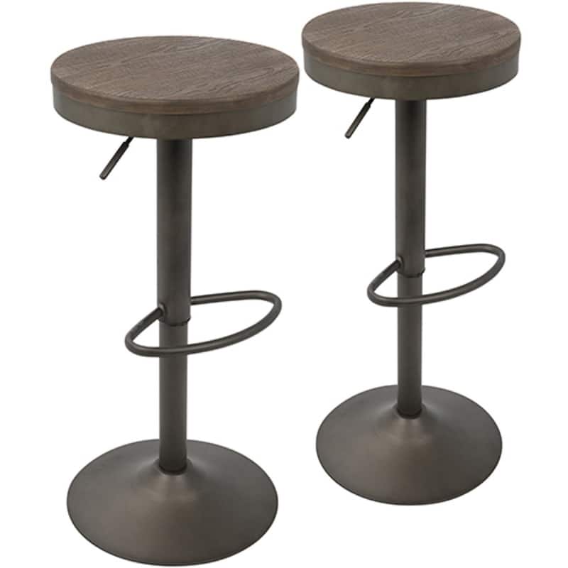 2 Brown Dakota Wood Swivel Indoor Bar Stools 31"
