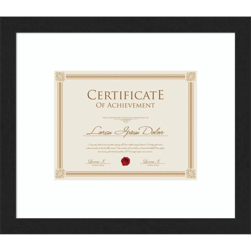 Grace Brushed Gold Narrow Framed Picture Frame, Photo Frame - 17x14.5 Matted White 11x9 - Grace Brushed Metallic Black Narrow