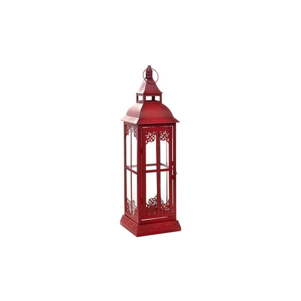 Set Of Three Red Flameless Floor Lantern Candle Holder Set Of Three Red Flameless Floor Lantern Candle Holder