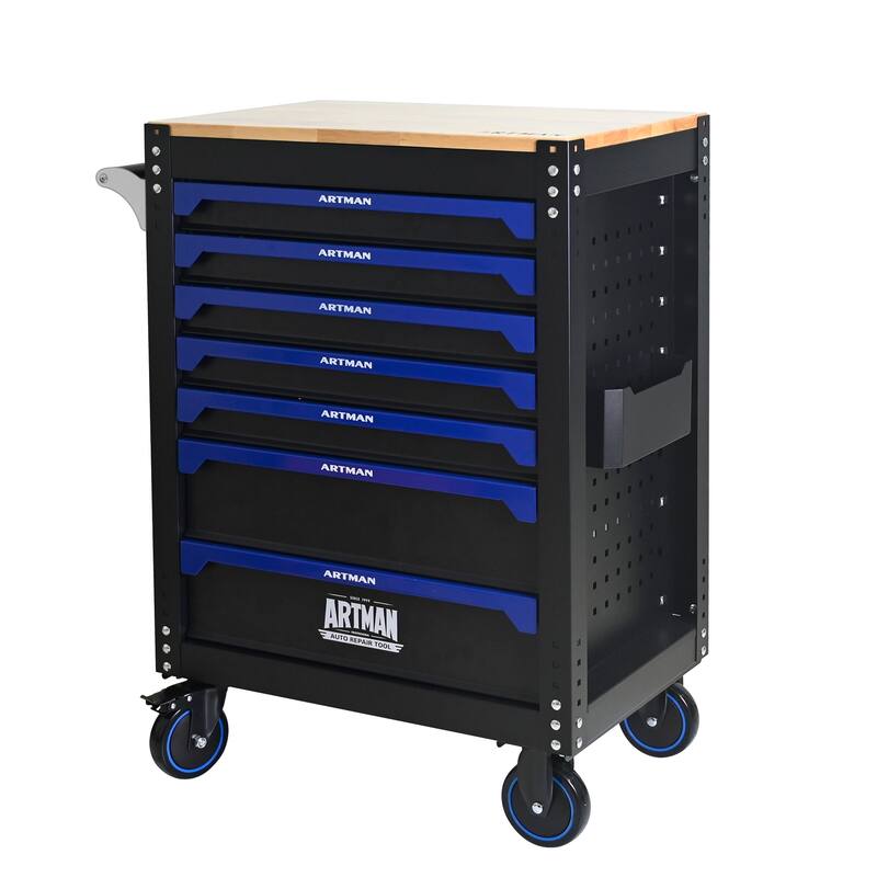 Mobile 7-Drawer Tool Cart, 30" Rolling Steel Storage Cabinet