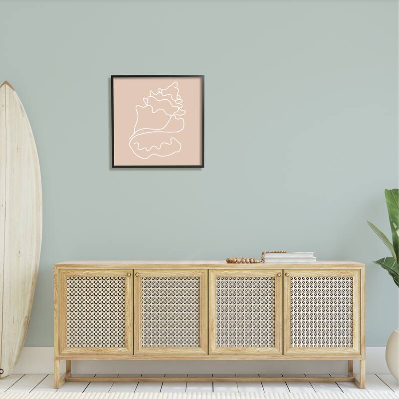 Stupell Conch Shell Line Doodle Minimal Beige Beach Framed Wall Art, Design by Daphne Polselli