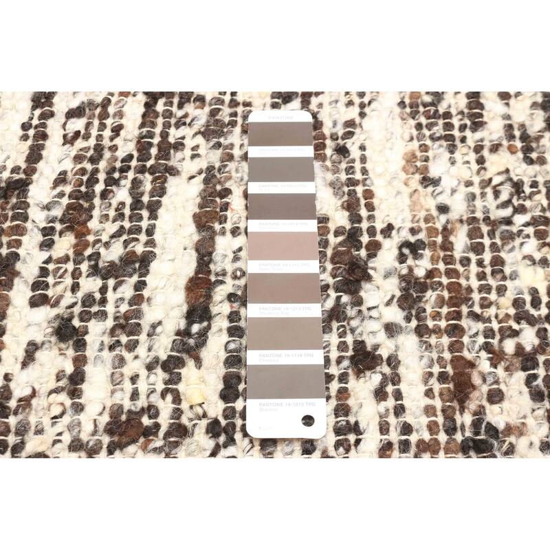 ECARPETGALLERY Braid weave Sienna Dark Brown Wool Rug - 6'1 x 9'0