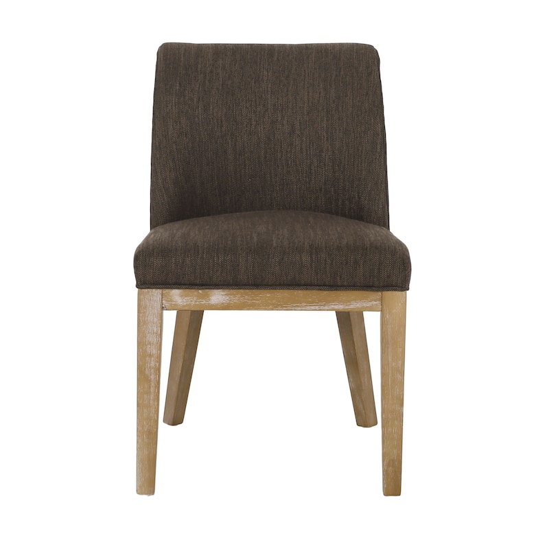 Fabric Upholstered Dining Chair with Rubberwood Legs, Beige Finish Kitchen Side Chairs for Kitchen, Dining Chairs Set of 2