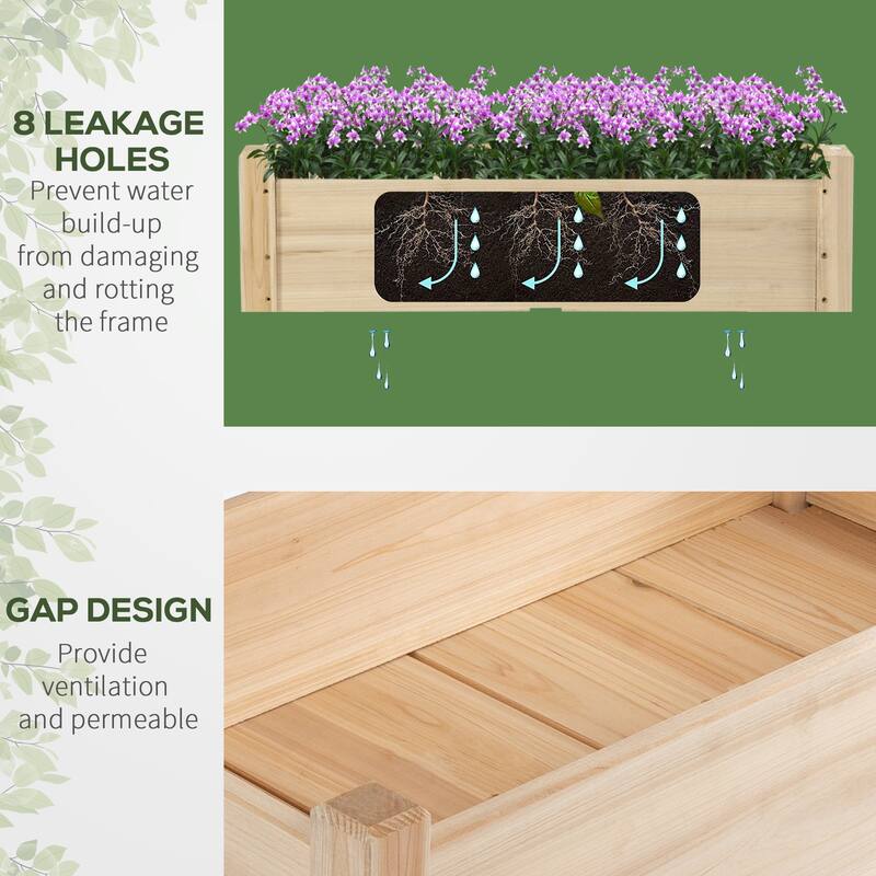 Double-Level Outdoor Planter Box Vegetables and Herbs with Drainage