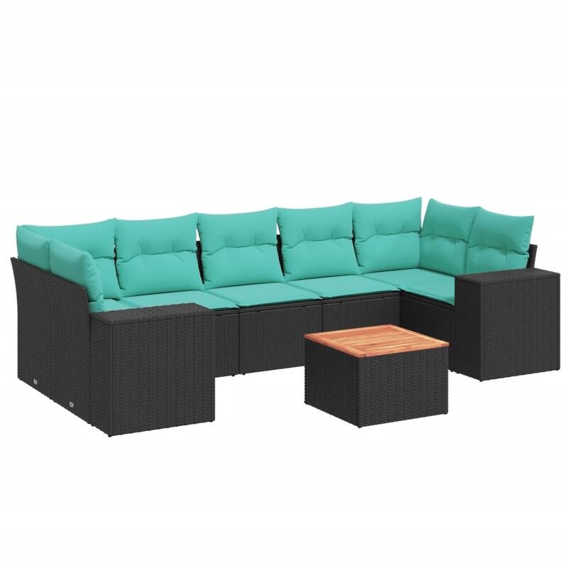 vidaXL Patio Sofa Set with Cushions Outdoor Furniture 8 Piece Poly Rattan - 24.4x 24.4x 27.2