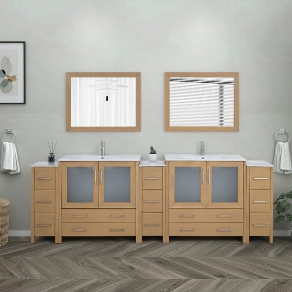 chinese dress ladies Frances Woven Rattan Tall Vanity Dresser with Mirror, White