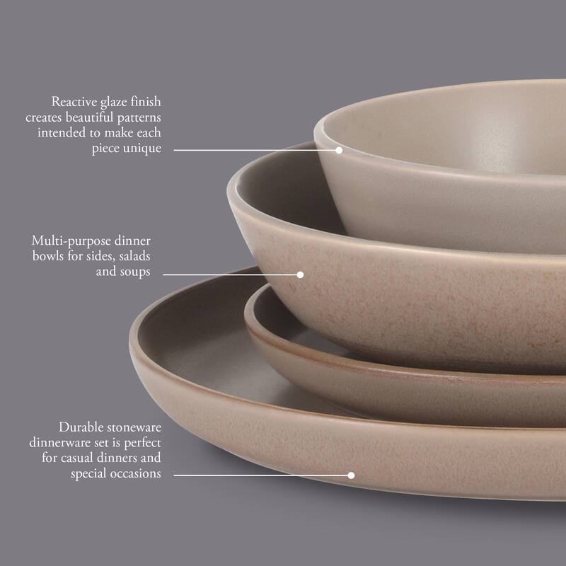 Gibson Elite Laguna Bliss 16 Piece Stoneware Reactive Glaze (Service for 4) Ceramic Plates and Bowls Dinnerware Set