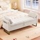 preview thumbnail 1 of 38, 66"W Teddy Storage Bench for Bedroom End of Bed with Arm and Two Pillows White