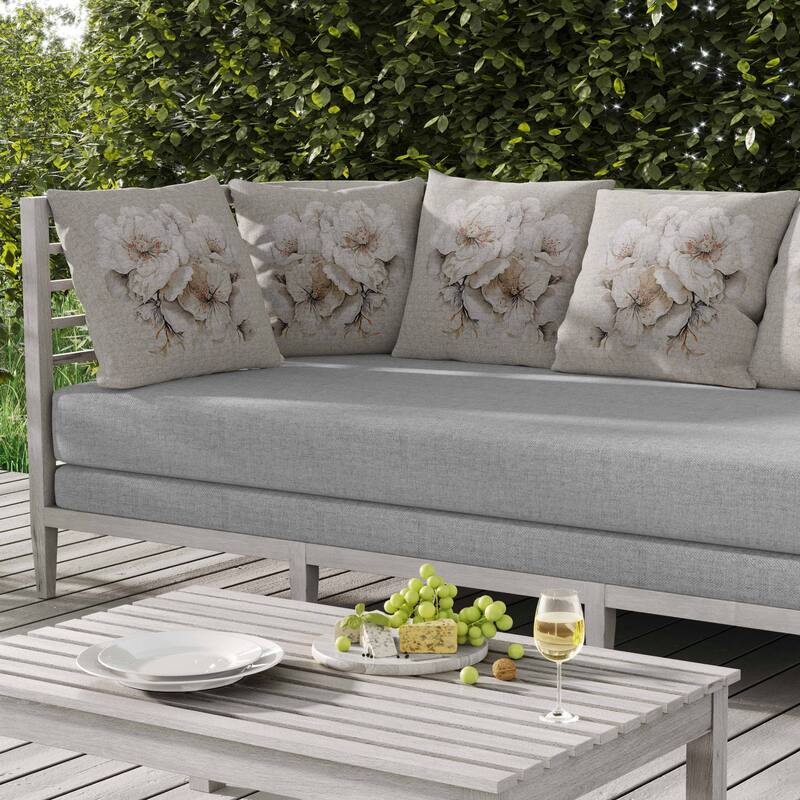 Magnolia Majesty Indoor/Outdoor Reversible Throw Pillow Off and White