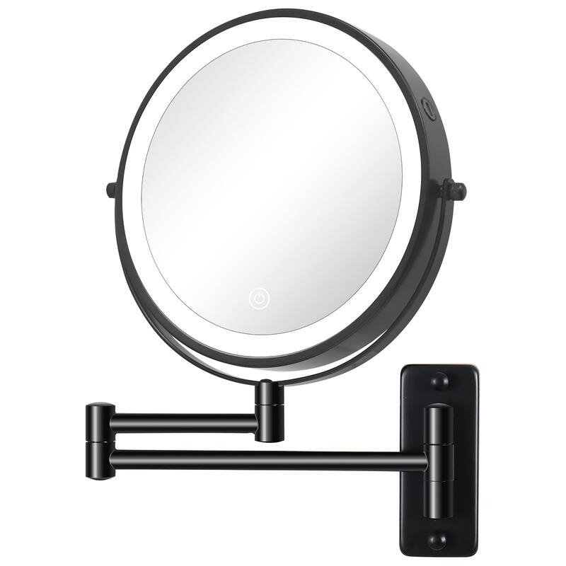 8 inch Double-Sided Wall Mounted 10X LED Magnifying Bathroom Mirror
