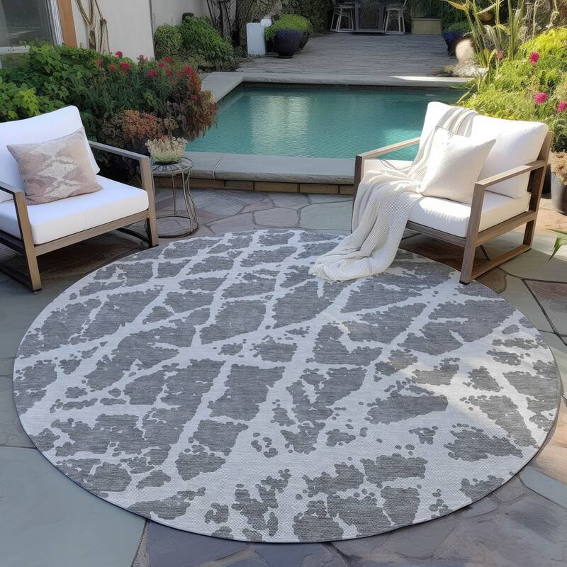 Alfi Contemporary Abstract Weather Resistant Blended Style Outdoor Rug