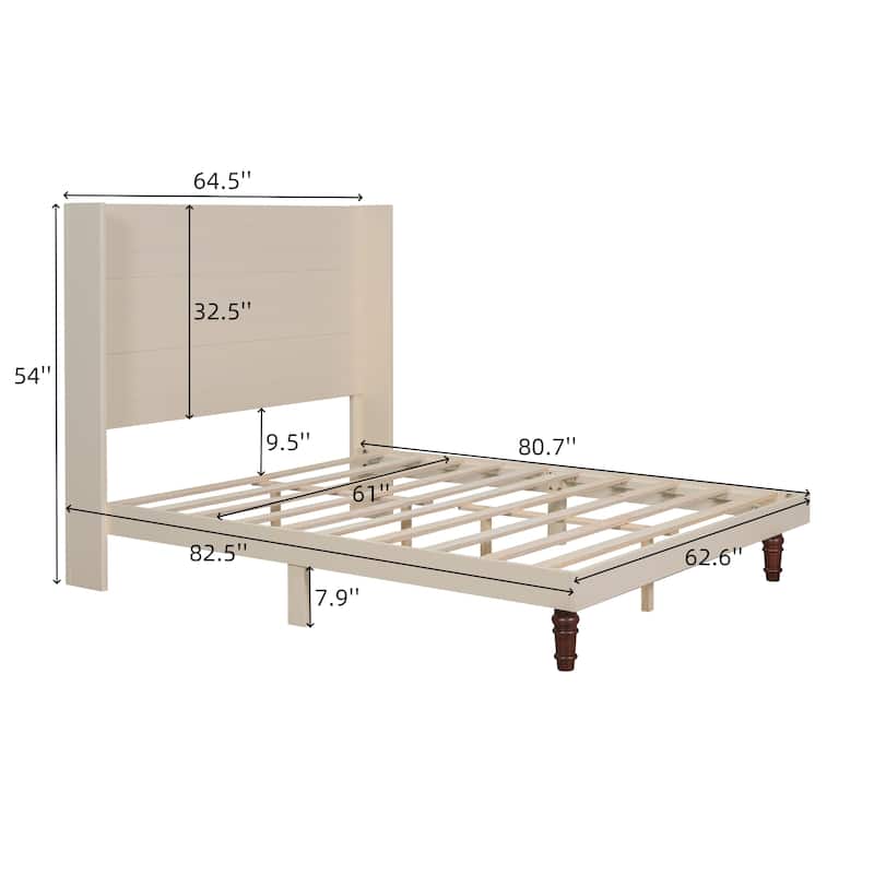 Queen Size High Headboard Bed with sturdy legs