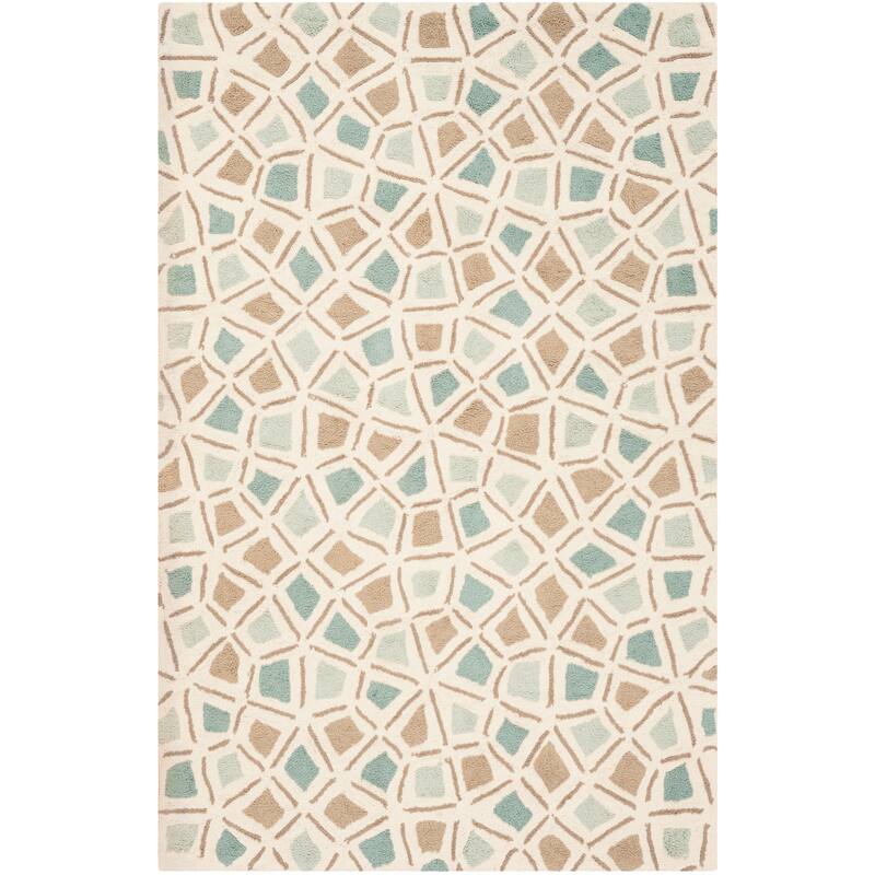 Martha Stewart by SAFAVIEH, Spring Wheel Mosaic Cotton Rug - 2'6" x 4'3" - Milk Pail Blue