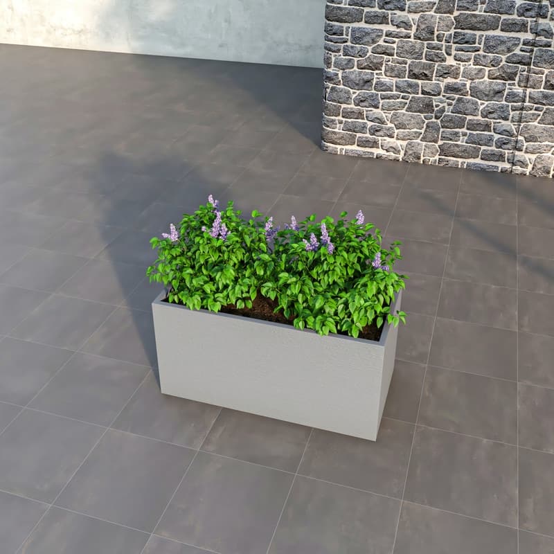 Flora Modern Rectangular Fiberstone MGO Planter with Drainage, Weather-Resistant Indoor Outdoor Decorative Plant Pot