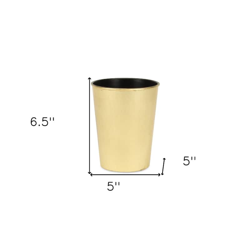 HomeRoots 5" Gold Recycled Plastic Indoor Outdoor Round Pot Planter