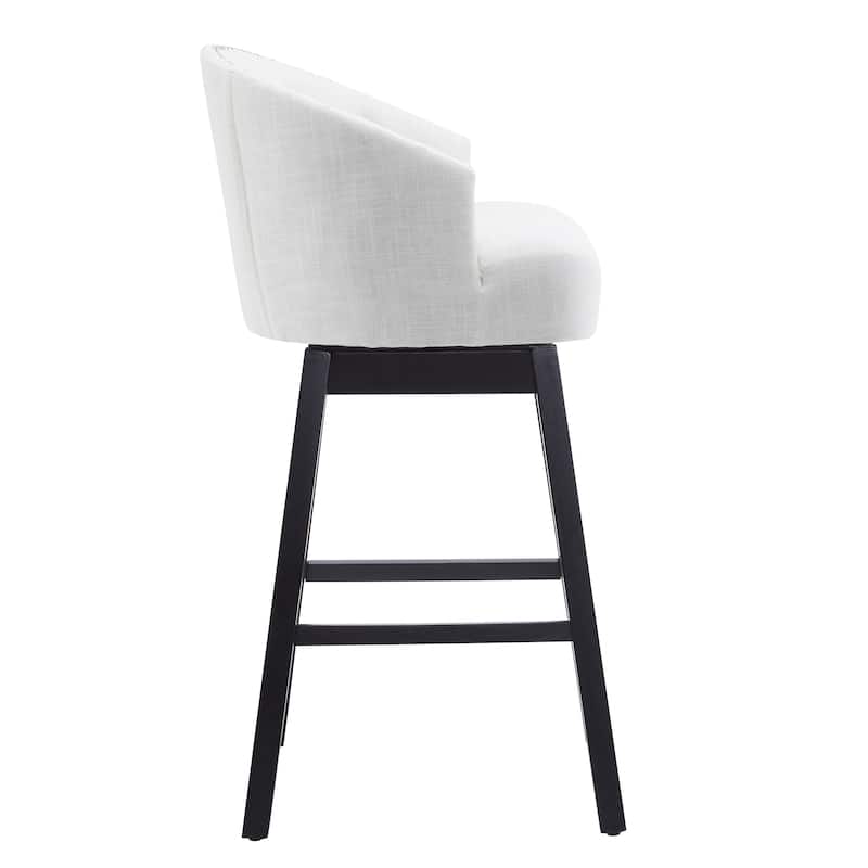 Counter Height Bar Stools Set of 2, Swivel Bar Stools with Back and Footrest, Upholstered Dining Chairs with Solid Wood Frame