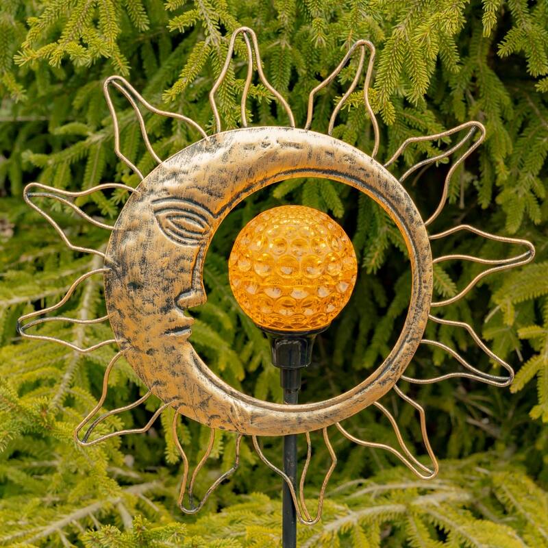 Dual Sun and Moon Solar Spinning LED Garden Stakes